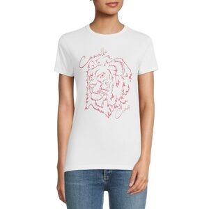Roberto Cavalli Cotton Blend Logo White T-Shirt with Red Lion Design NWT XL